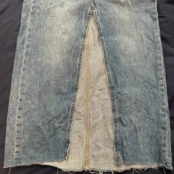 Denim Forum 90’s vintage maxi denim skirt.  **raw hem - Picture 2 of 8